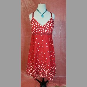 Madison leigh red with white polka dot dress